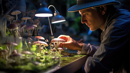 Environmental scientist researching flora and faunaの素材