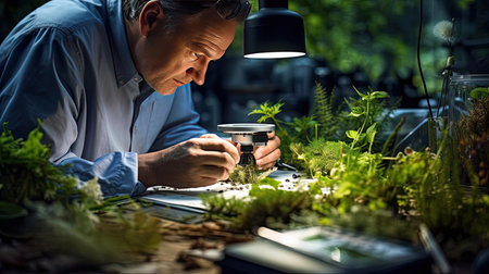 Environmental scientist researching flora and faunaの素材