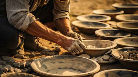 Archaeologist unearthed old potteryの素材
