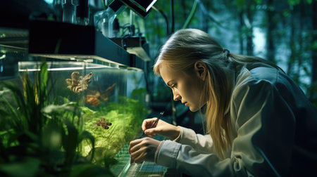 Environmental scientist researching flora and faunaの素材