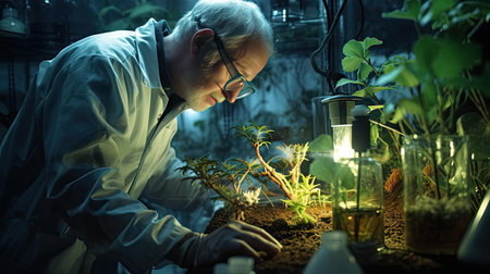 Environmental scientist researching flora and faunaの素材