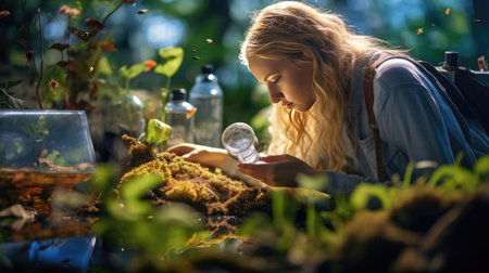 Environmental scientist researching flora and faunaの素材