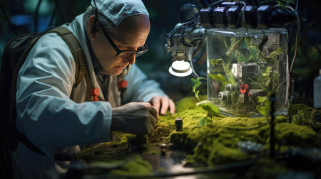 Environmental scientist researching flora and faunaの素材