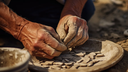 Archaeologist unearthed old potteryの素材