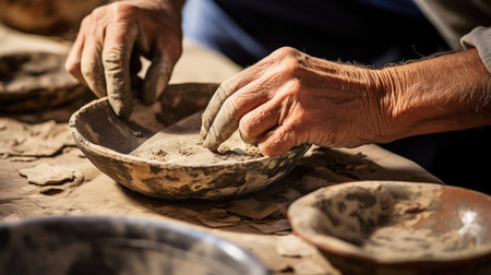 Archaeologist unearthed old potteryの素材