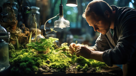 Environmental scientist researching flora and faunaの素材