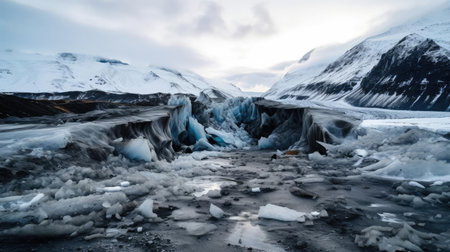 Melting glaciers. Climate Change on Planet Earthの素材