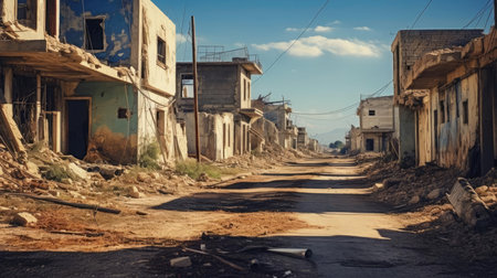 Destroyed houses in the city after the earthquakeの素材
