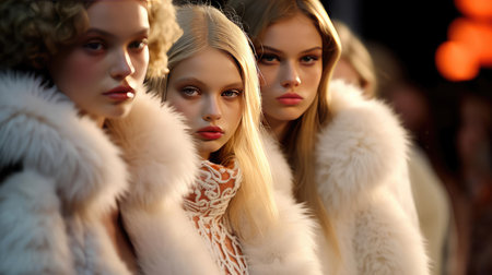 Models at the fashion showの素材