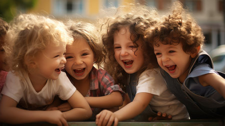 Joyful children playingの素材