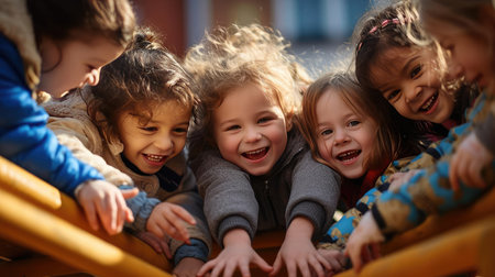 Joyful children playingの素材