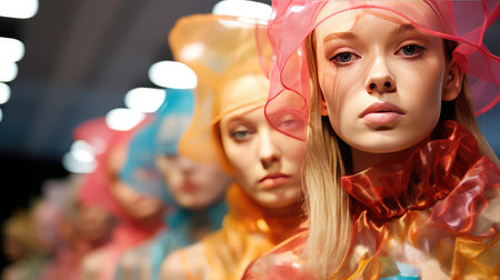 Models at the fashion showの素材
