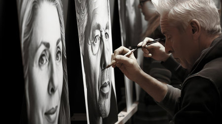 Man drawing a sketch with pencilの素材