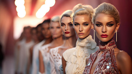 Models at the fashion showの素材