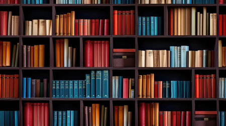 Bookcase with lots of booksの素材