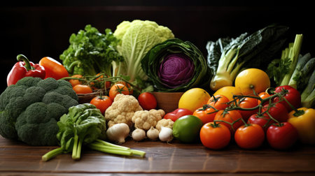 Fresh vegetables on the tableの素材