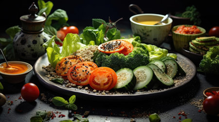 Vegetarian dish. Cuisines of the worldの素材