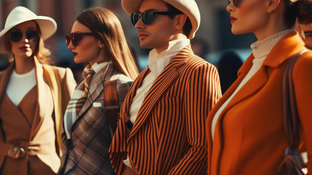 Group of fashion models and stylist on the streetの素材