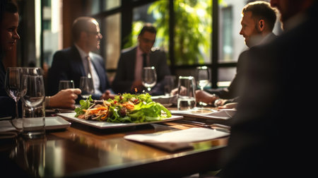 Restaurant interior with cutlery on the tableの素材