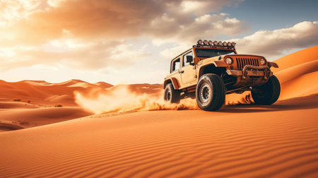 Off-road adventure in the desertの素材
