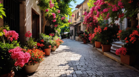 A narrow street in the old townの素材