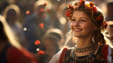 Traditional celebration in traditional costumesの素材