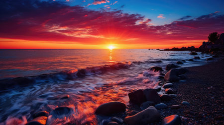 Beautiful sunset on the beachの素材