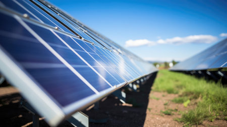 Solar panels on the farmの素材