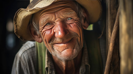 Portrait of an elderly farmerの素材