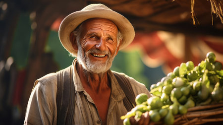 Portrait of an elderly farmerの素材