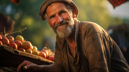 Portrait of an elderly farmerの素材