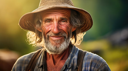 Portrait of an elderly farmerの素材