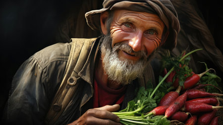Portrait of an elderly farmerの素材