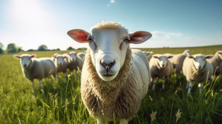 Livestock grazing on grassの素材