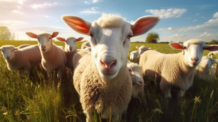 Livestock grazing on grassの素材