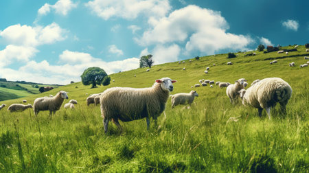 Livestock grazing on grassの素材