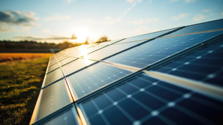 Solar panels on the farmの素材