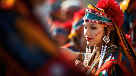 Traditional celebration in traditional costumesの素材