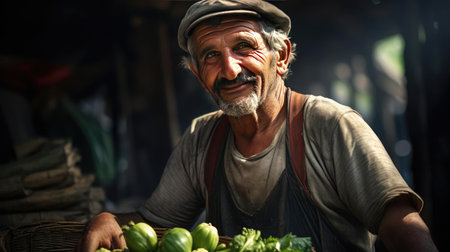 Portrait of an elderly farmerの素材