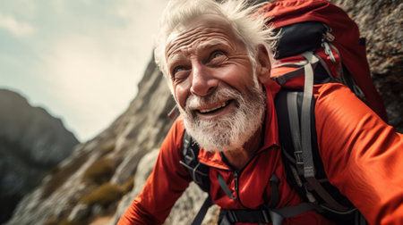 Senior man engaged in physical activity in natureの素材
