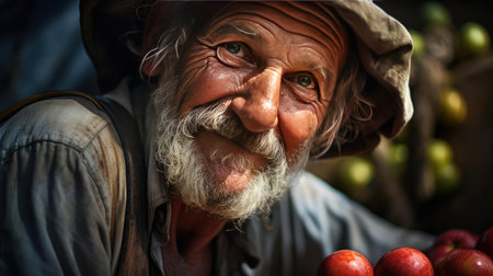 Portrait of an elderly farmerの素材