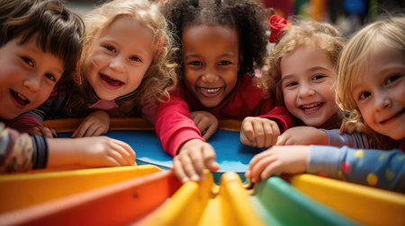 Joyful children playingの素材