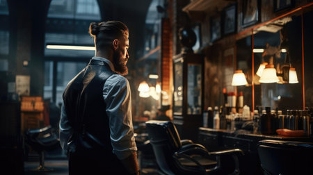 Barber in a barbershopの素材