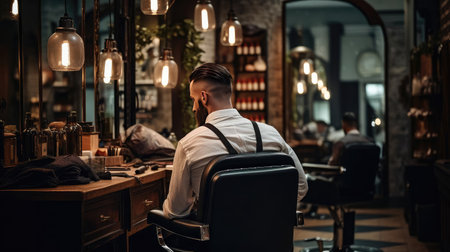 Barber in a barbershopの素材