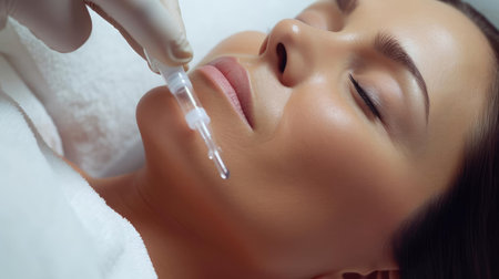 A young beautiful woman is given a rejuvenation procedureの素材