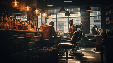 Barber in a barbershopの素材