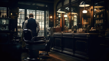 Barber in a barbershopの素材