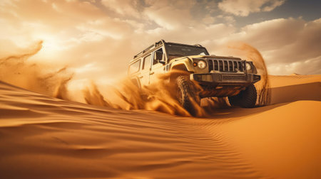 Off-road adventure in the desertの素材