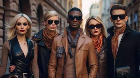 Group of fashion models and stylist on the streetの素材