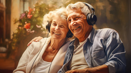 Retirement age couple having a good timeの素材